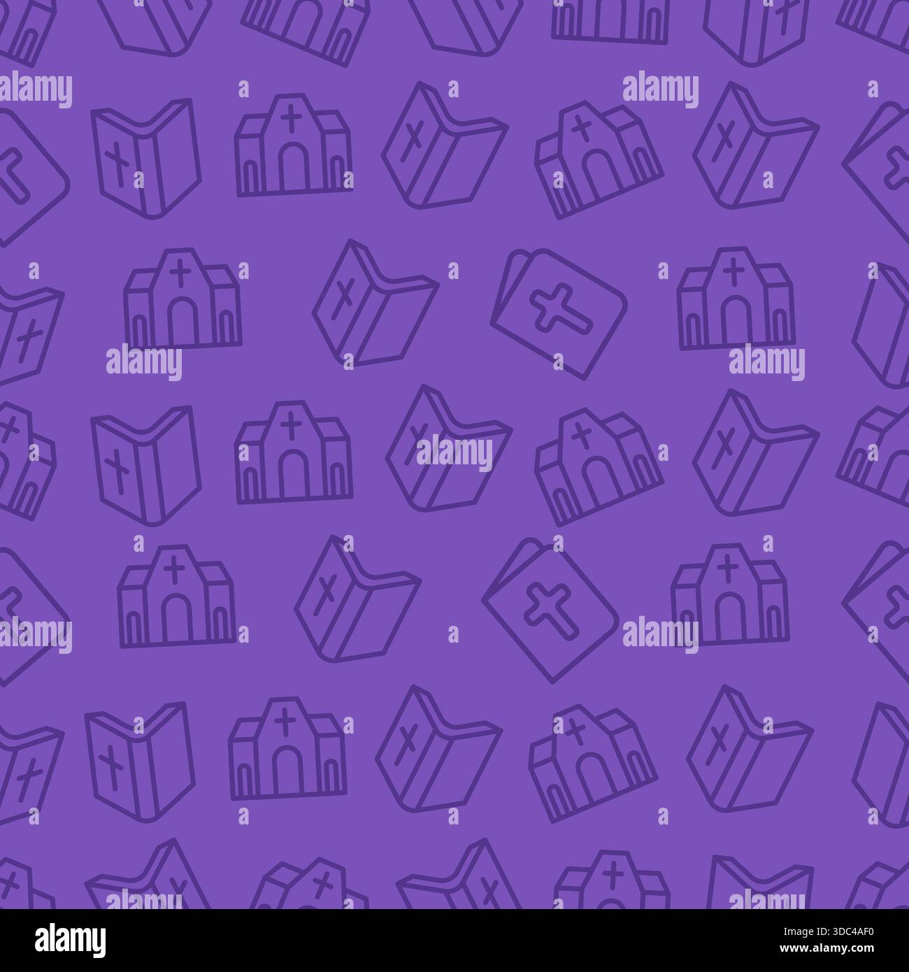Bible Church Seamless Pattern Christian Purple Background. Vector ...
