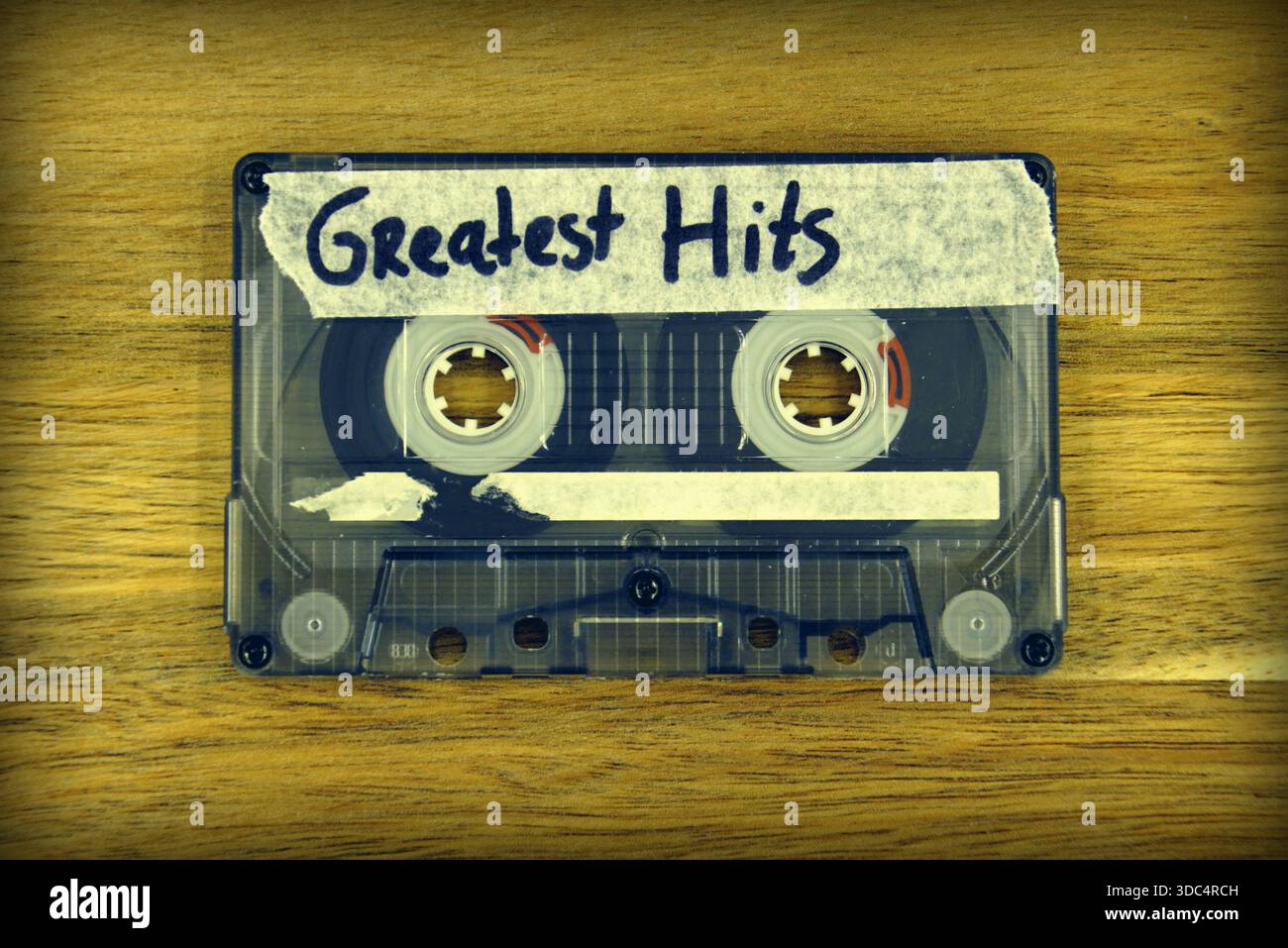 Vintage audio cassette tape with the description: Greatest Hits Stock Photo