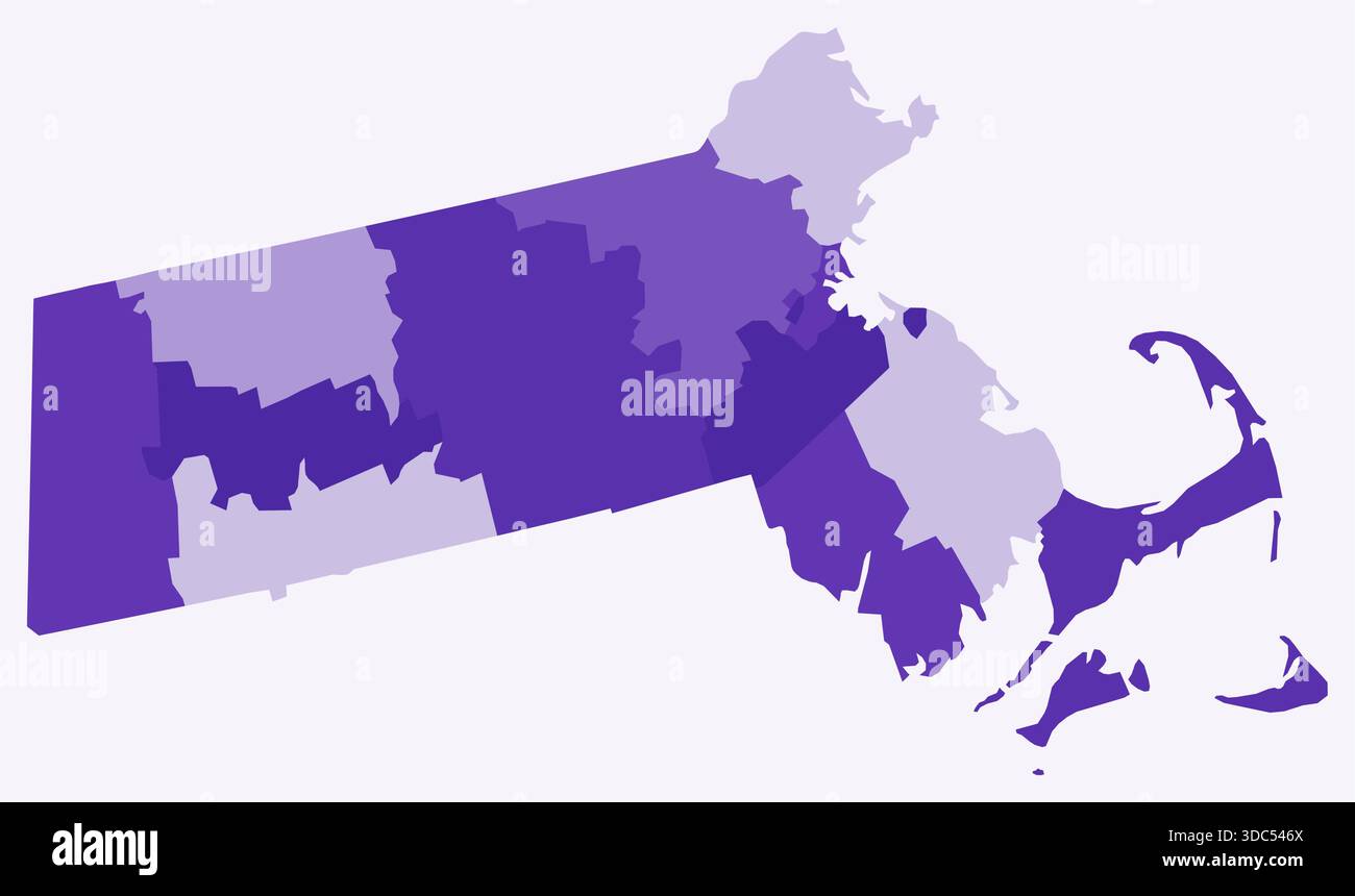 Map of Massachusetts with counties. Just a simple state border map with ...