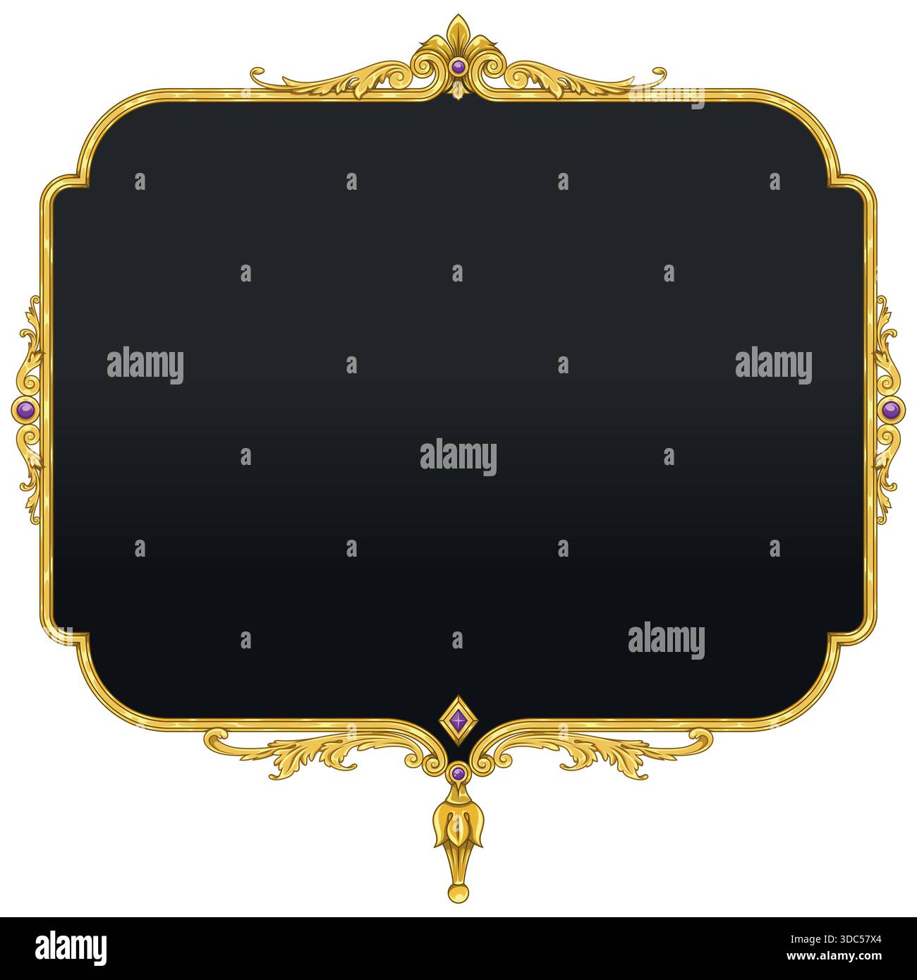 Victorian Decorated Picture Frame, Frame with Floral, Plant, and Diamond Decor Stock Vector