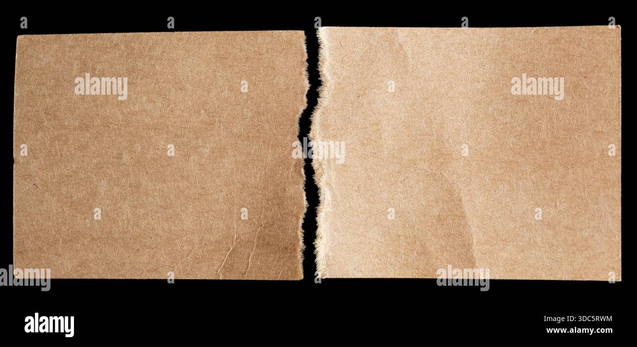 Torn papers on black background Stock Photo
