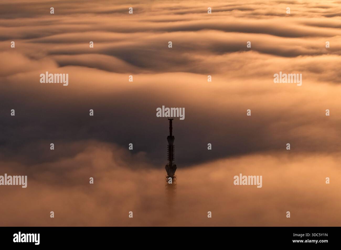 Aerial view of the sunrise over Sarajevo, Bosnia and Herzegovina on ...