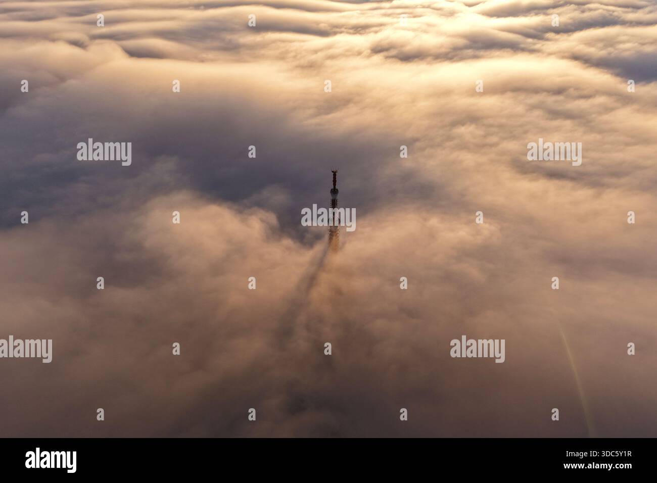 Aerial view of the sunrise over Sarajevo, Bosnia and Herzegovina on ...