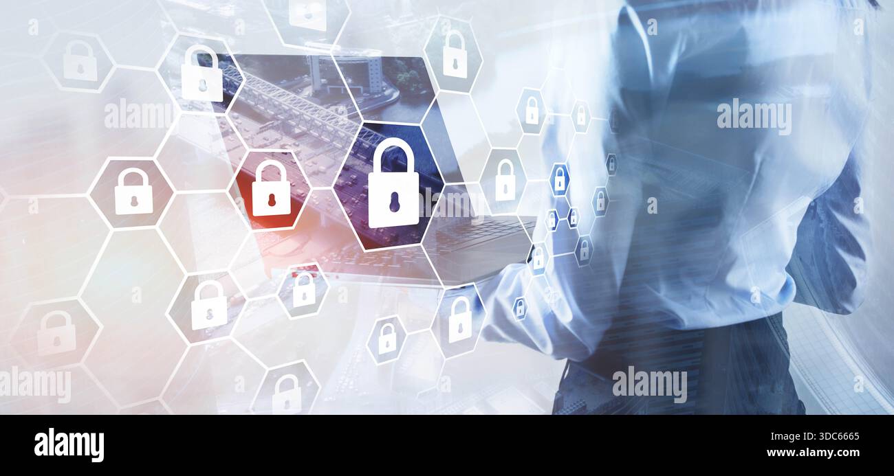 Cybersecurity concept. Data protection universal background. Stock Photo