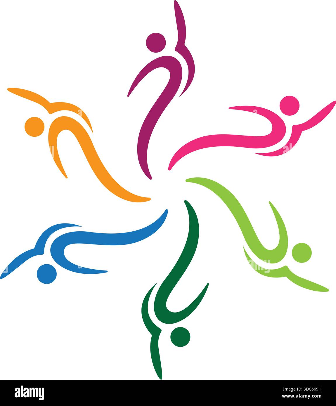 Colorful People Circle Teamwork Logo Design Vector Icon Template Stock Vector