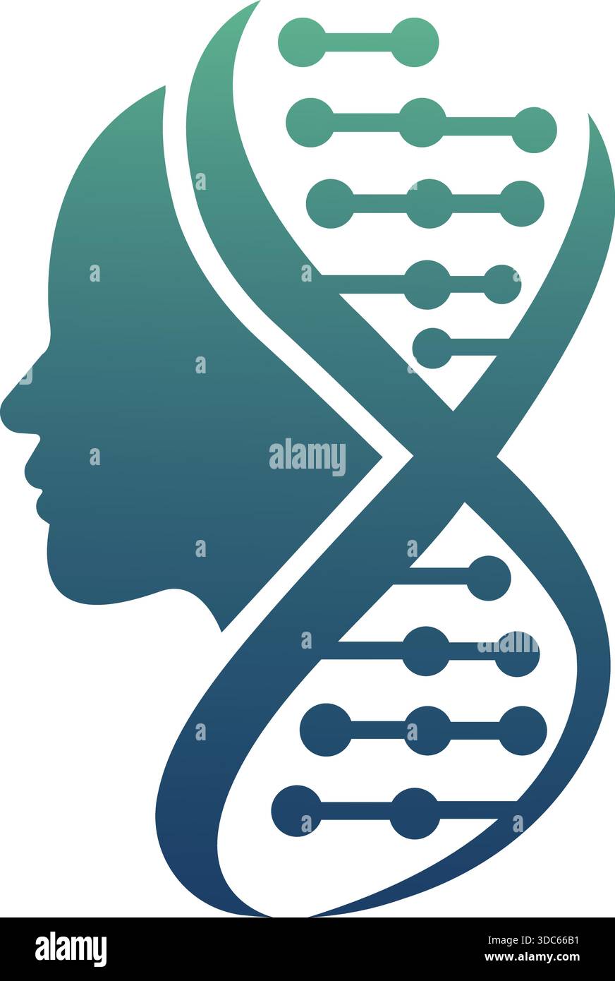 DNA Genetic Human Profile Logo Design Template Vector Icon Stock Vector