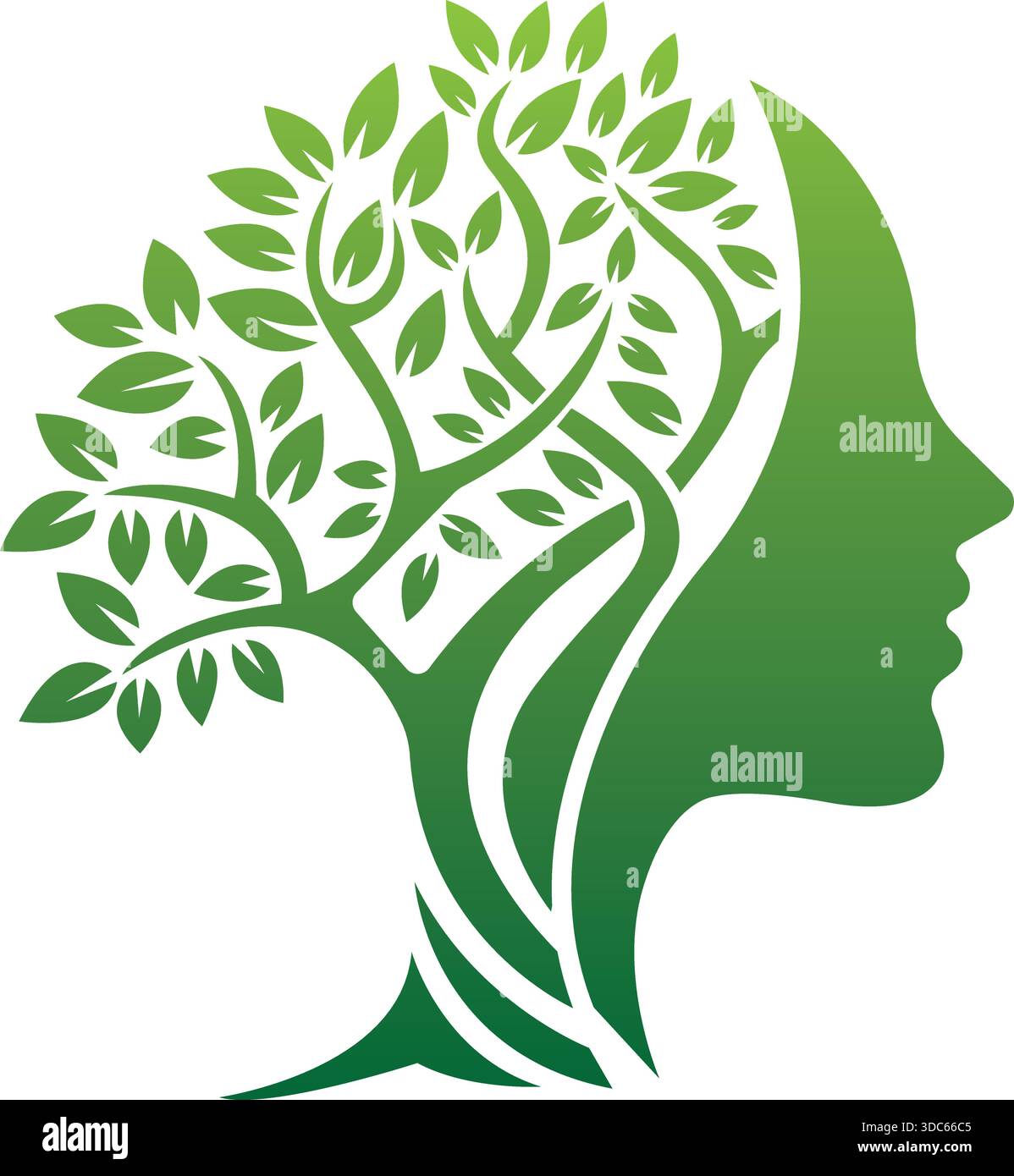 Human Face Tree Nature Logo Design Vector Template Icon Stock Vector