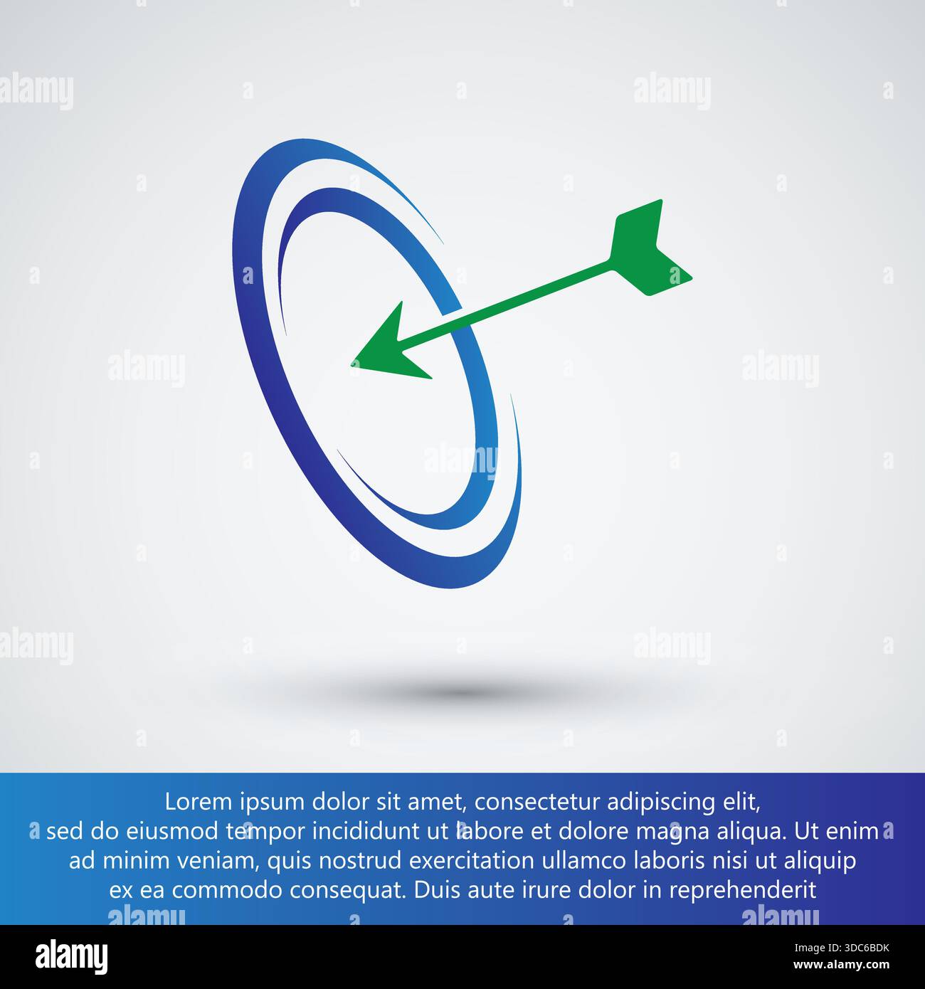 Business Target and Success Icon Green Arrow Hitting Blue Bullseye Concept Stock Vector