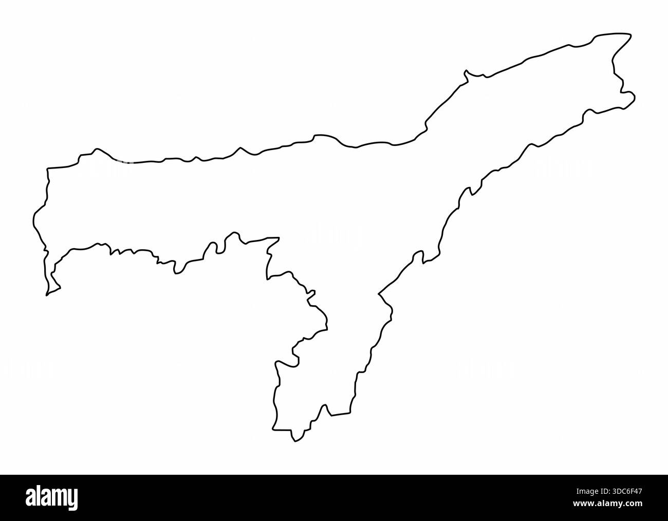 Assam State outline map isolated on white background, India Stock ...