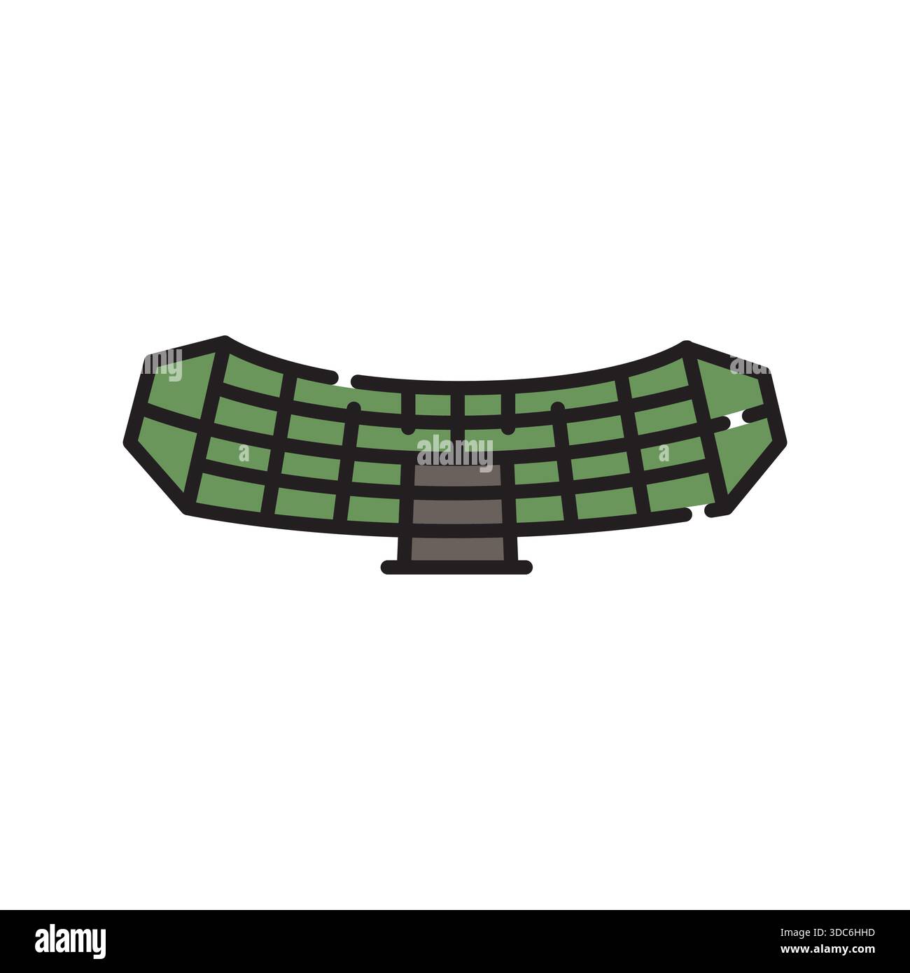 radar station color flat icon. Vector isolated element.Editable stroke Stock Vector