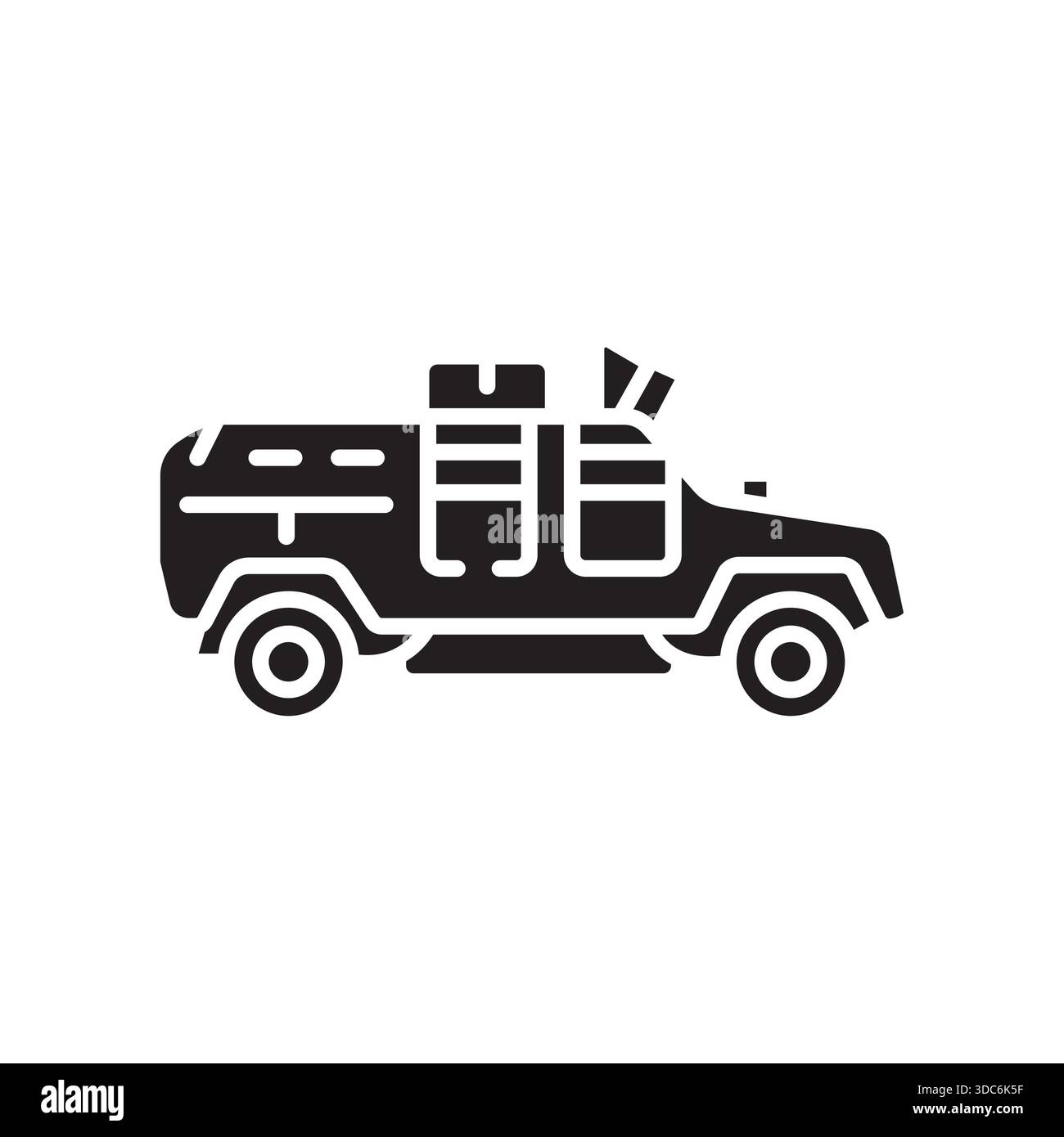 armored car color flat icon. Vector isolated element.Editable stroke Stock Vector