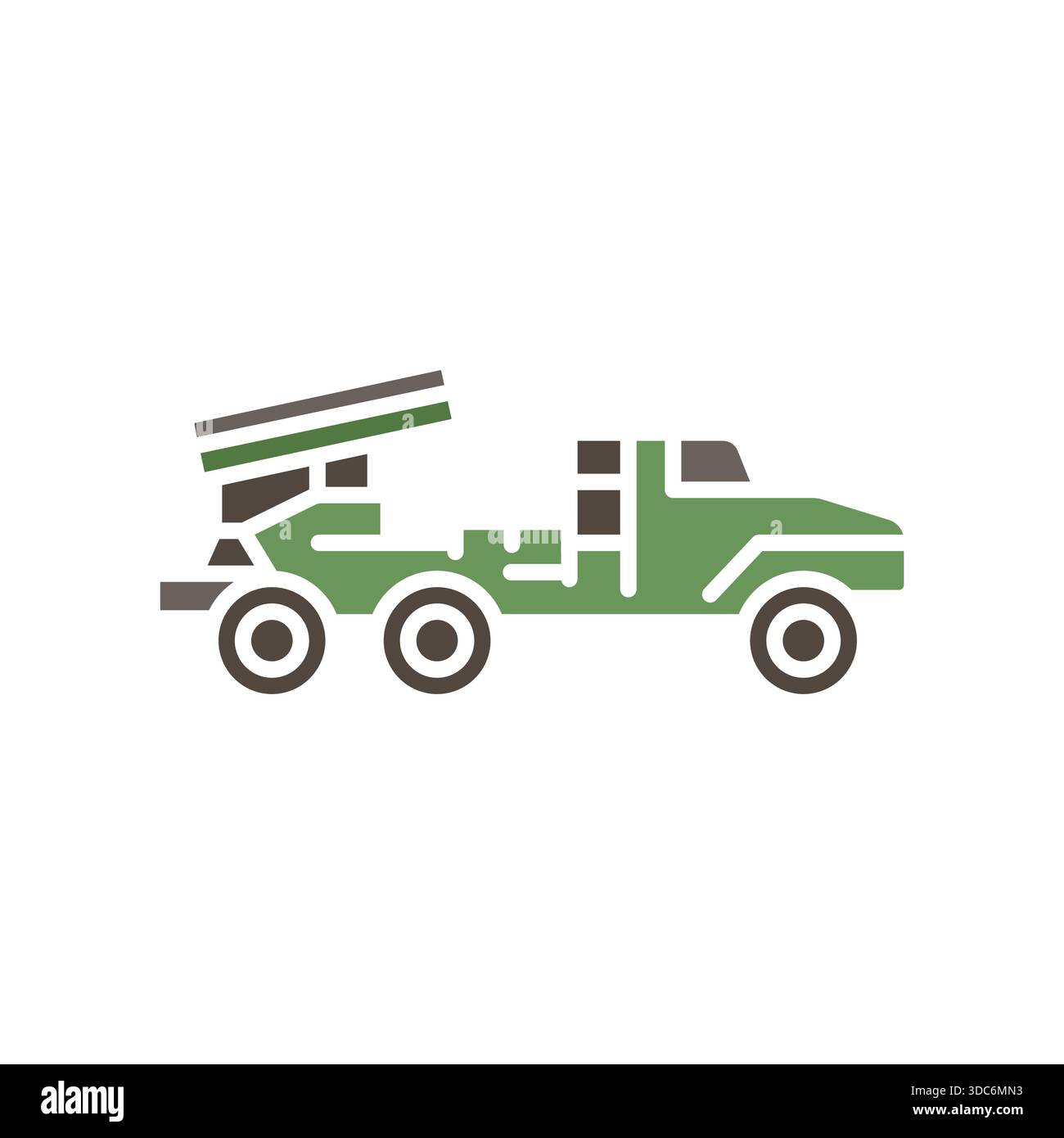 multiple launch rocket system color flat icon. Vector isolated element.Editable stroke Stock Vector