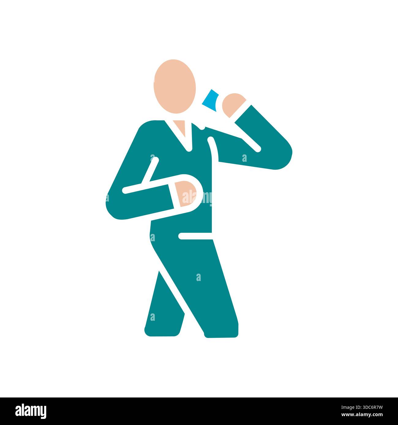 man drinking water color flat icon. Vector isolated element. Editable stroke. Stock Vector