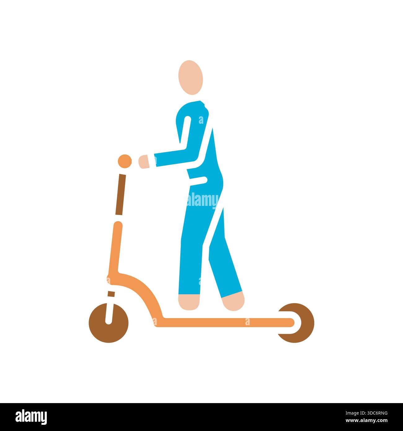 person with e scooter color flat icon. Vector isolated element. Editable stroke. Stock Vector