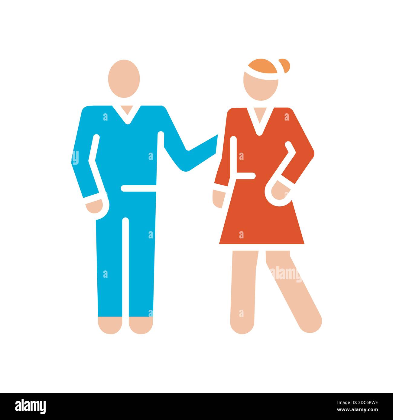 romantic couple color flat icon. Vector isolated element. Editable stroke. Stock Vector