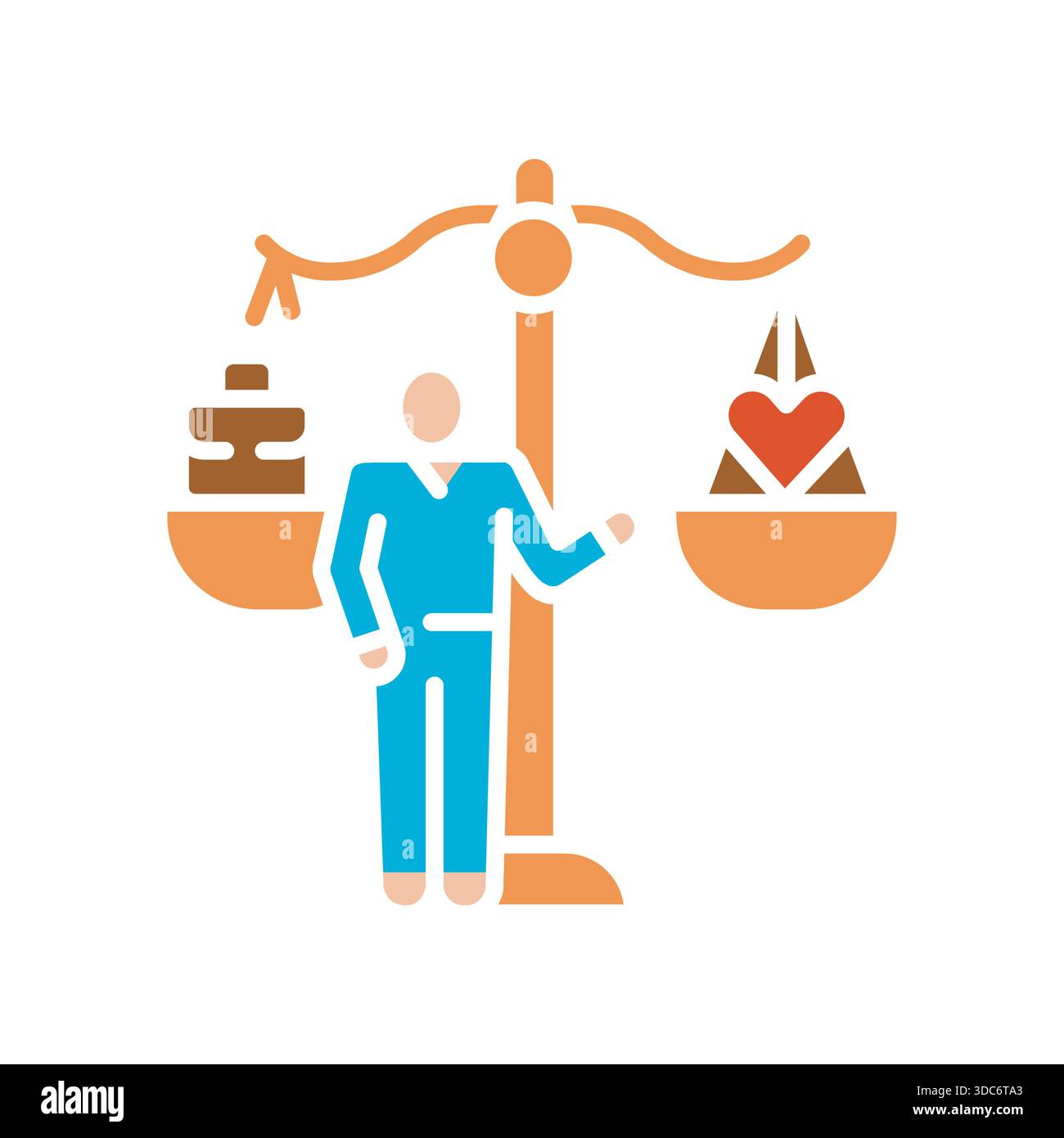 work life balance black line icon. Vector isolated element. Editable stroke. Stock Vector