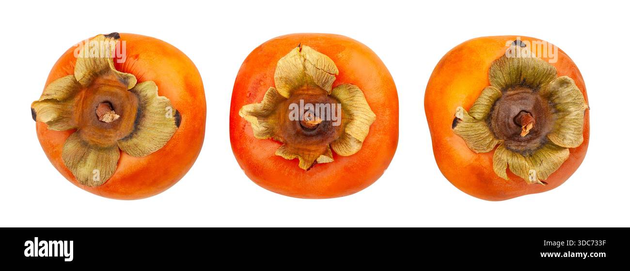 fuyu persimmon path isolated on white top view Stock Photo