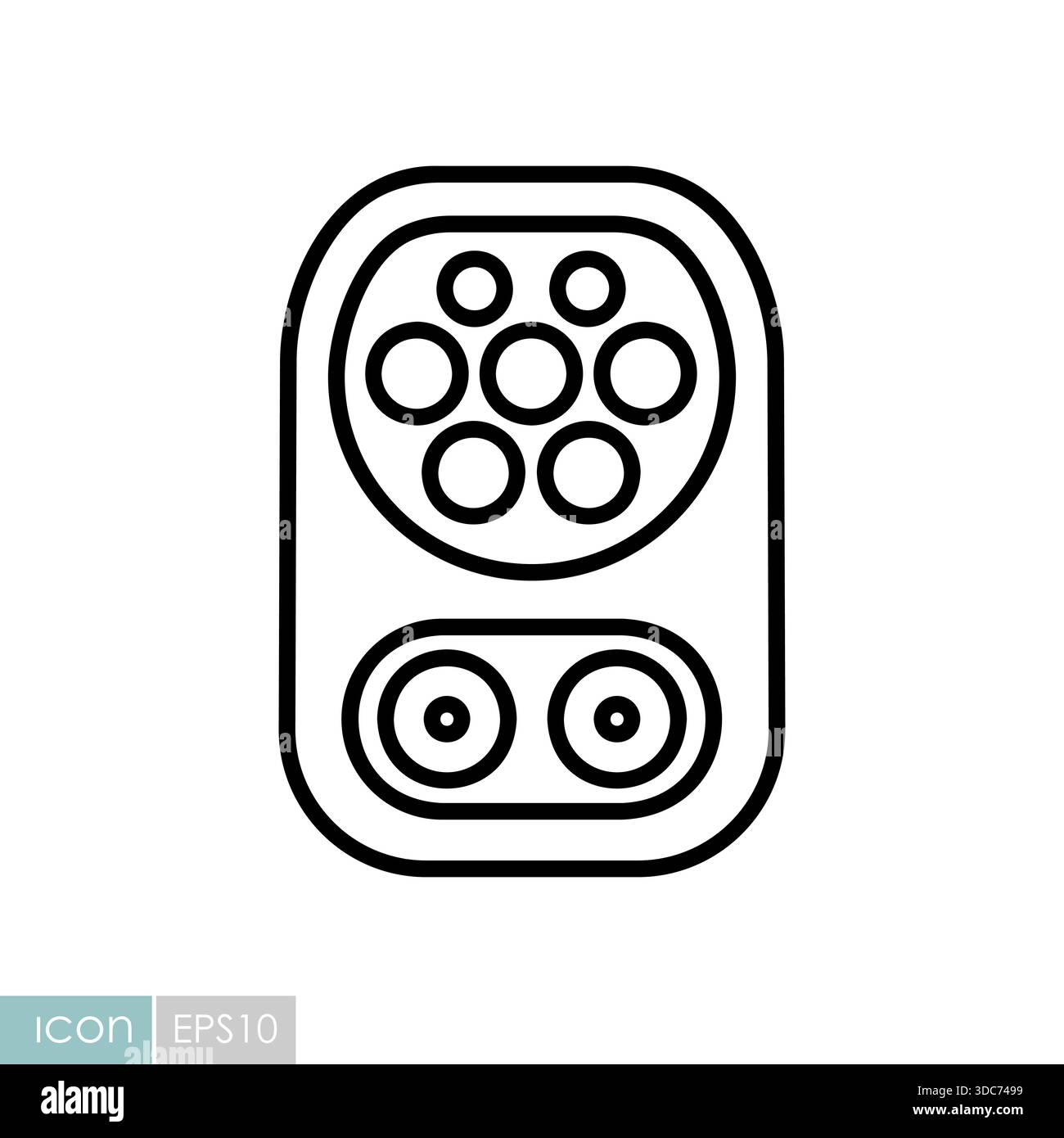 Minimalist outline CCS Type 2 charging inlet icon suitable for electric ...