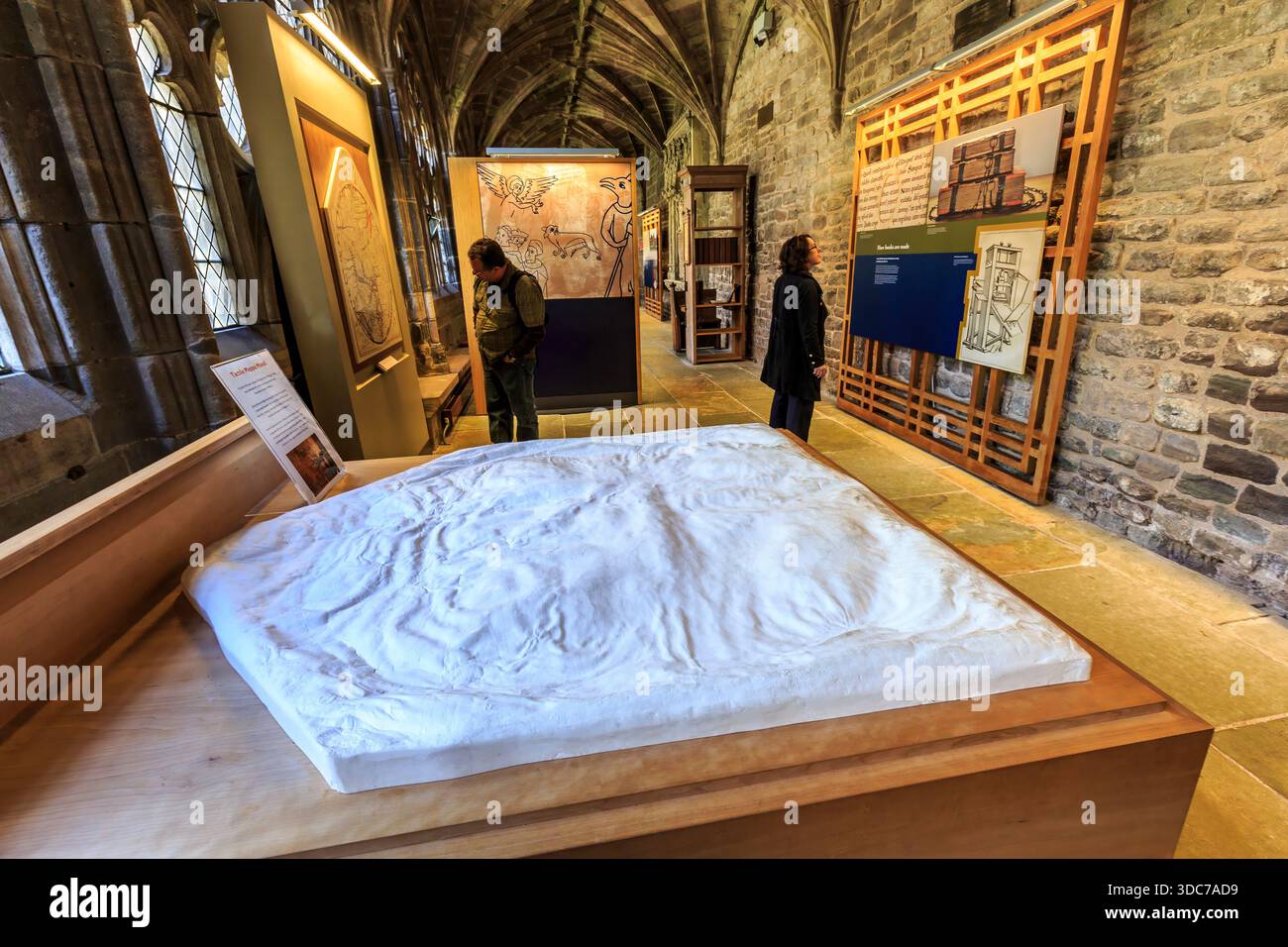 The tactile Mappa Mundi, Hereford Cathedral, Hereford, England, UK Stock Photo