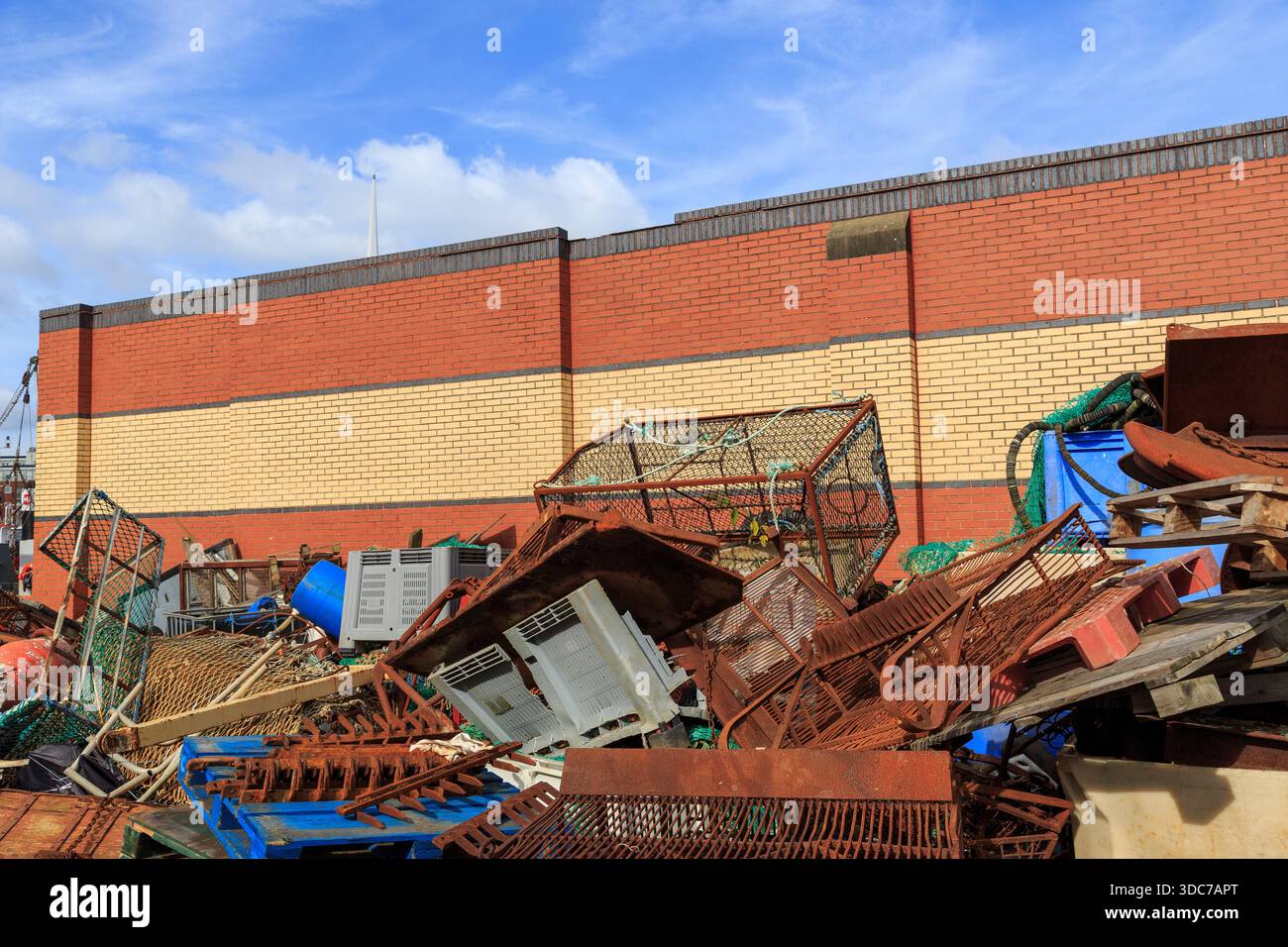 Scrap metal in harbour, Portsmouth, England, UK Stock Photo