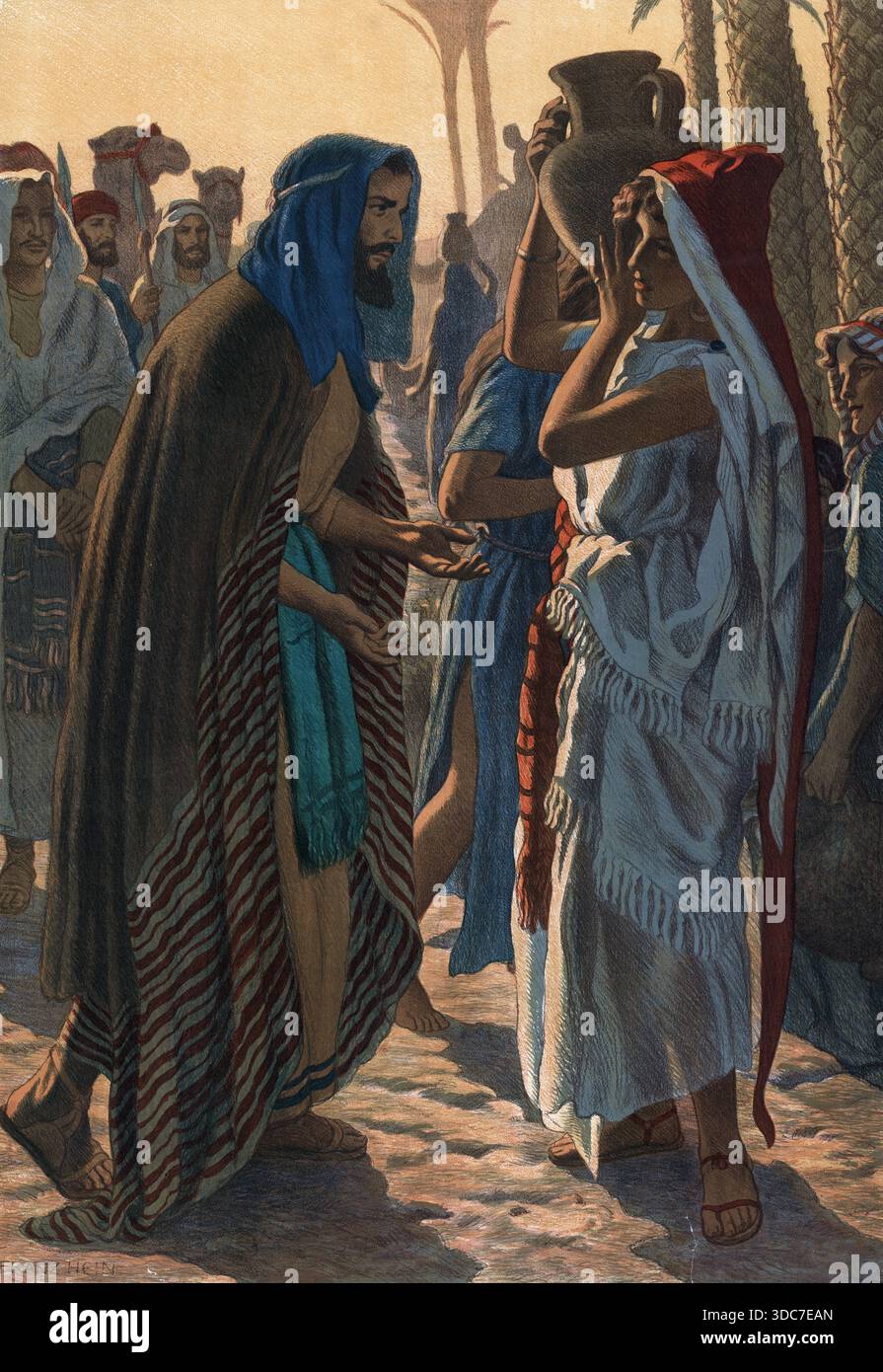 Scene from the biblical story: The story of Eliezer and Rebekah in the ...