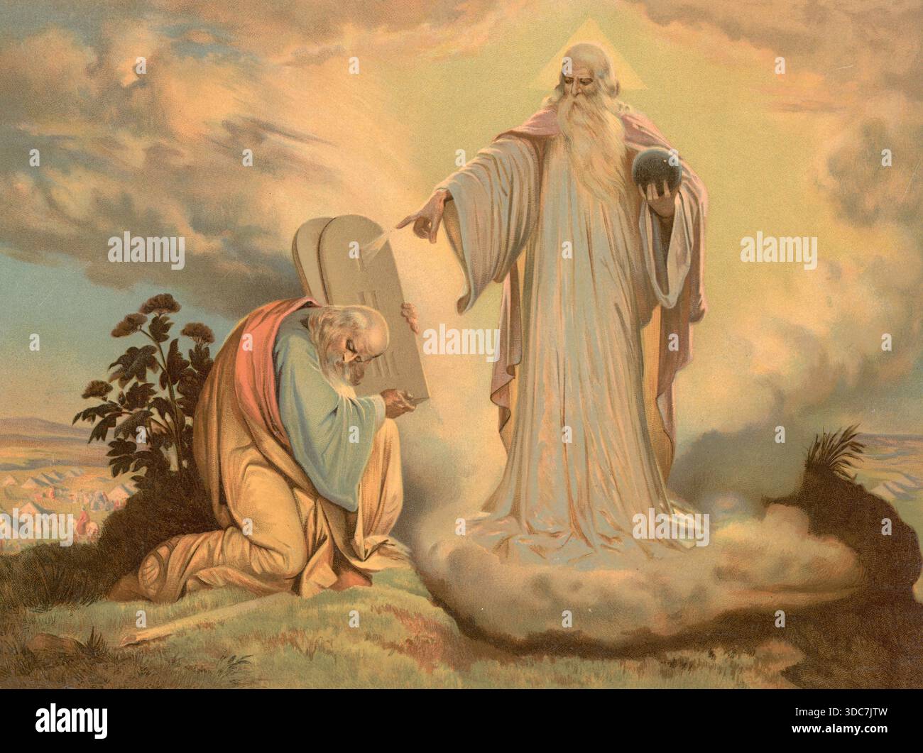 Scene from biblical history: The giving of the Law on Mount Sinai is ...