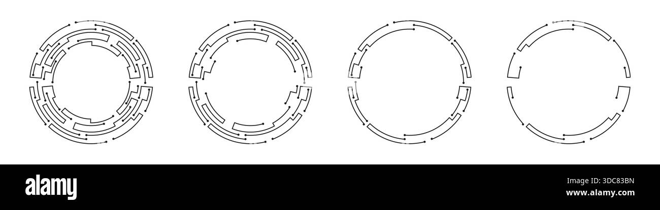 Futuristic circular technology design with abstract patterns Stock Vector