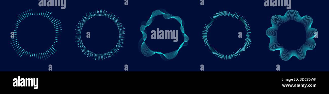 Futuristic techno music circles for audio visualization design Stock Vector