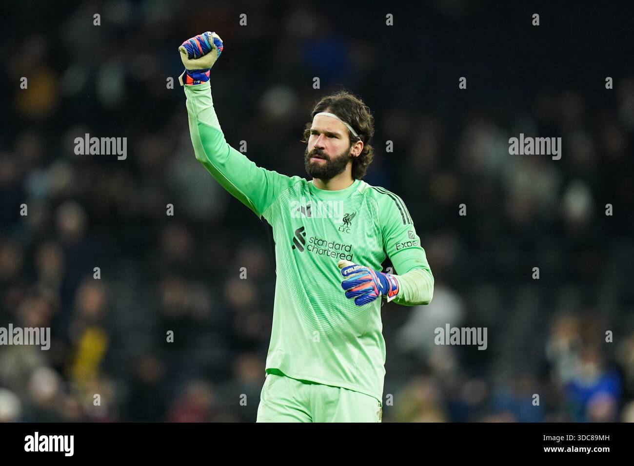Alisson Becker of Liverpool clapping the fans after the Tottenham ...