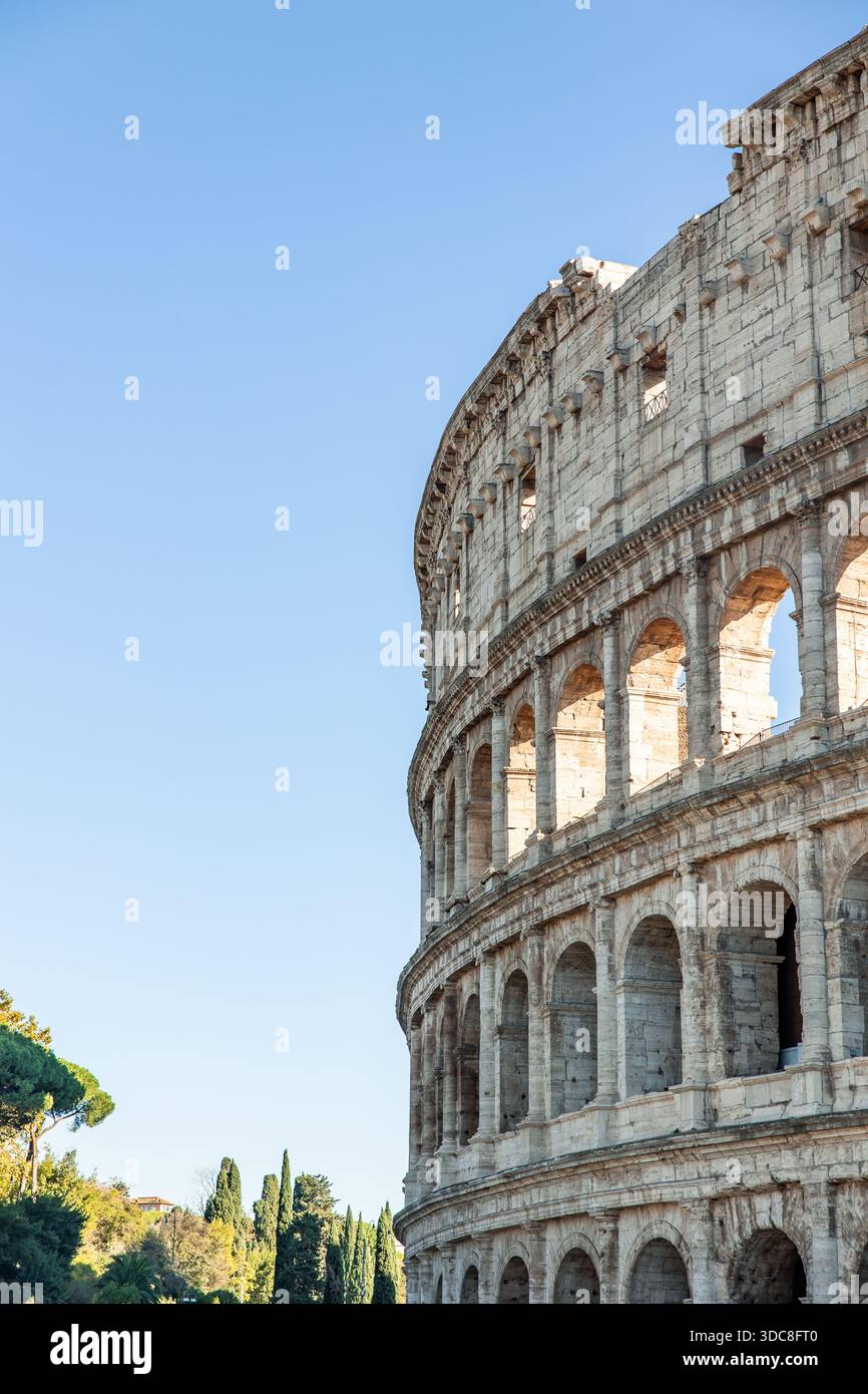 vertical Colosseum, an iconic ancient Roman amphitheater, stands ...