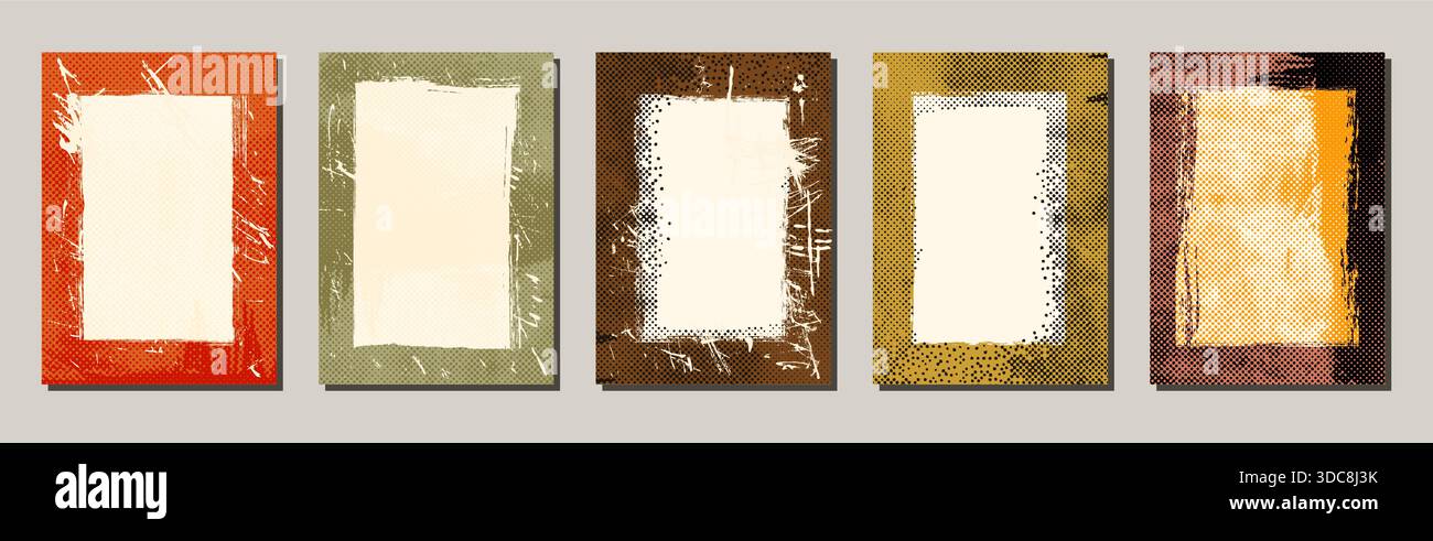 Abstract vector grunge frames with distressed textured design, grungy ...