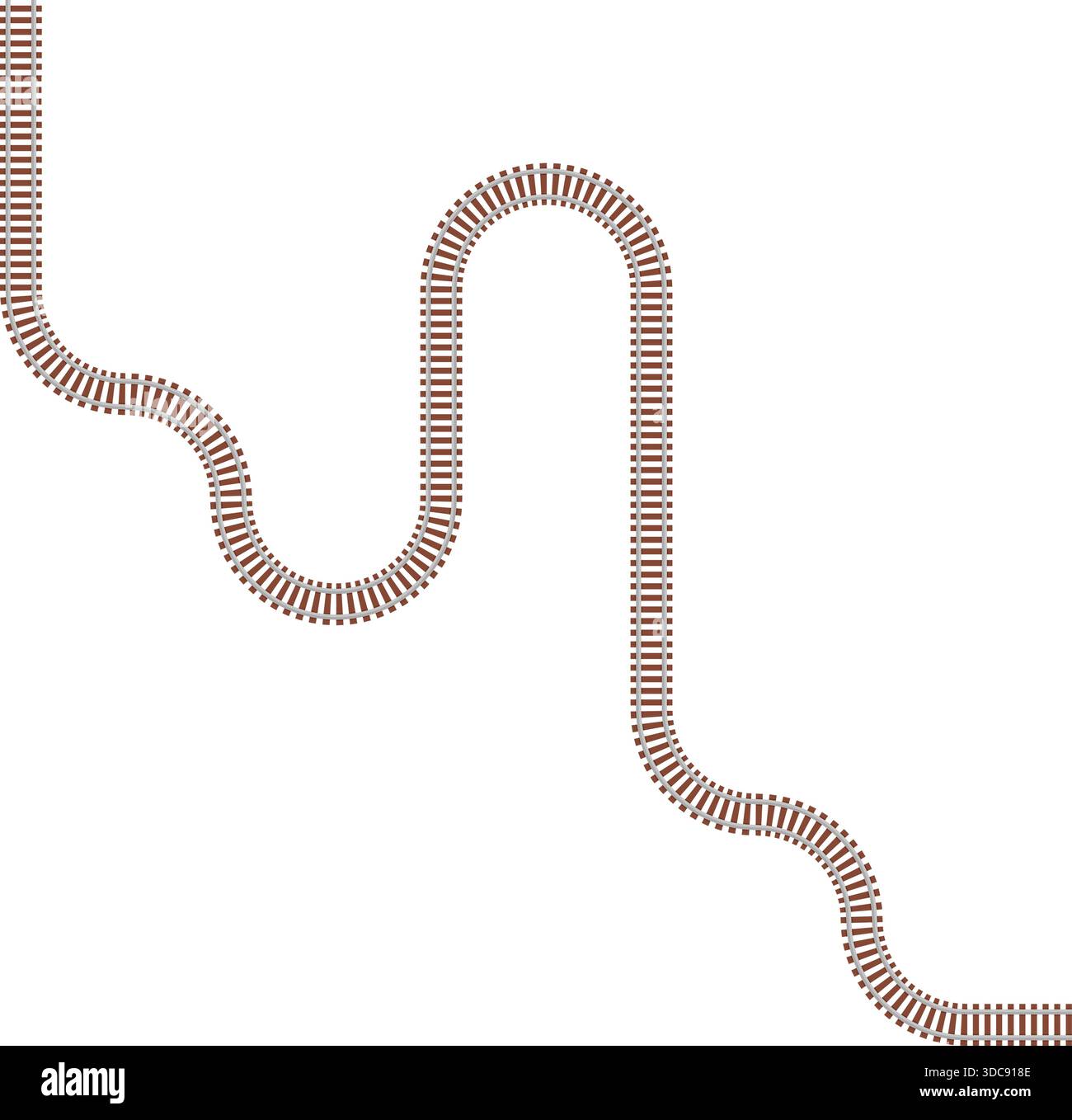 Top view train track line organized as a maze pattern with continuous ...