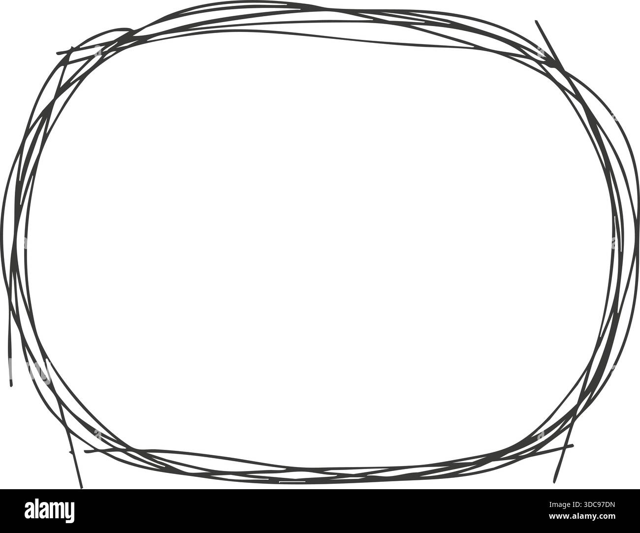 Organic rectangle frame with rounded corners made from looping twigs. Stock Vector