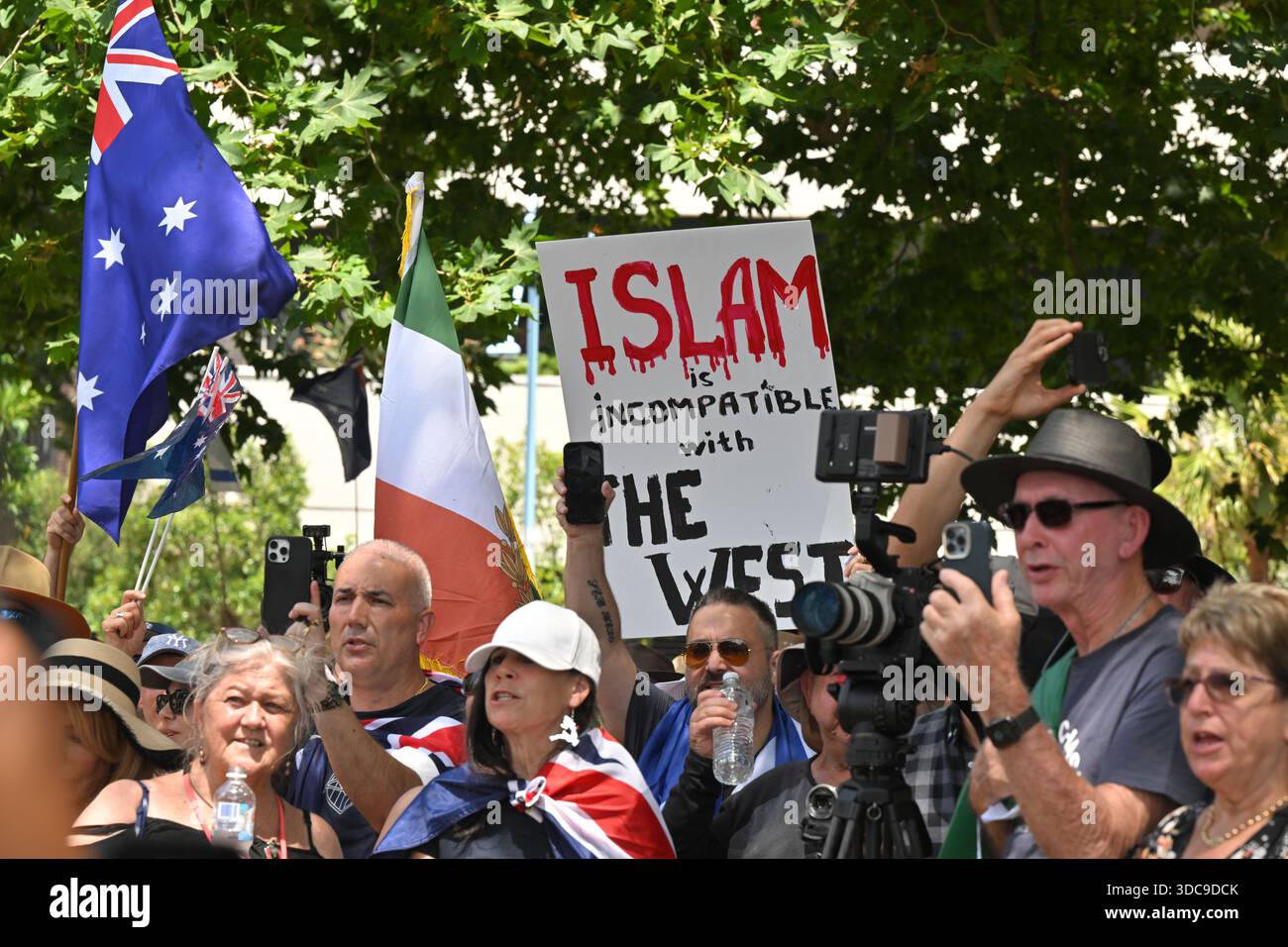 Protesters with flags and placards during a 'sack the government' and ...