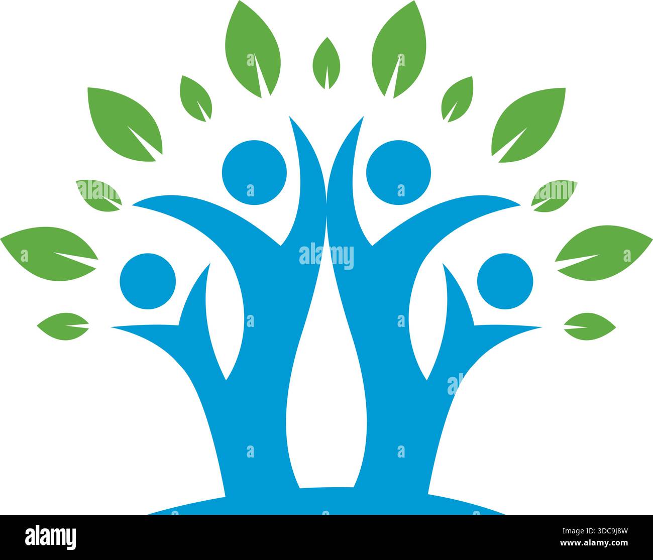 Tree People Unity Logo Design Wellness Community Growth Icon Vector Template Stock Vector