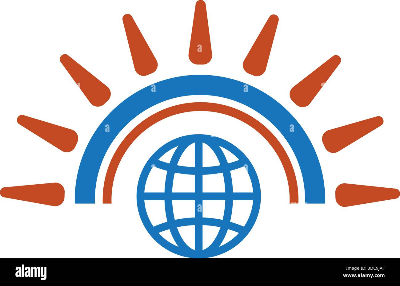 Globe Sun Circle Logo Design Global Network Technology Icon Vector Template Stock Vector