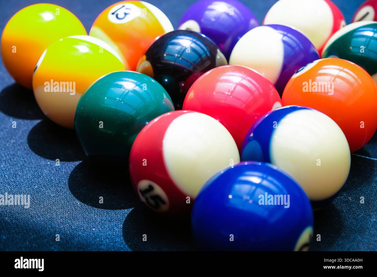 Billiard balls on the table, close-up Stock Photo