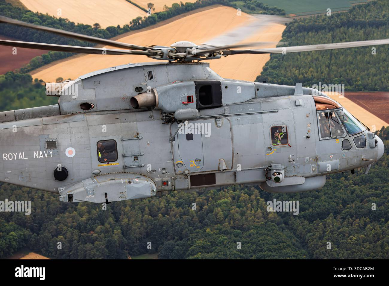 Air-to-air photograph of a Royal Navy EHI EH101-111 Merlin HM2 maritime ...