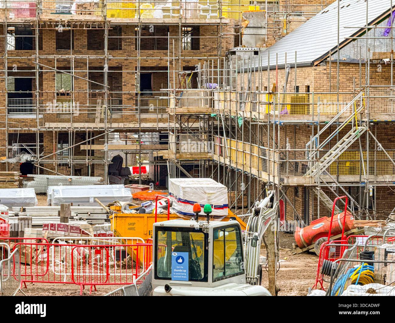 Bridgend, Wales, UK - 14 December 2025: New social housing development as part of the construction of a Wellbeing Village near Bridgend town centre - Smartphone Captured Stock Image