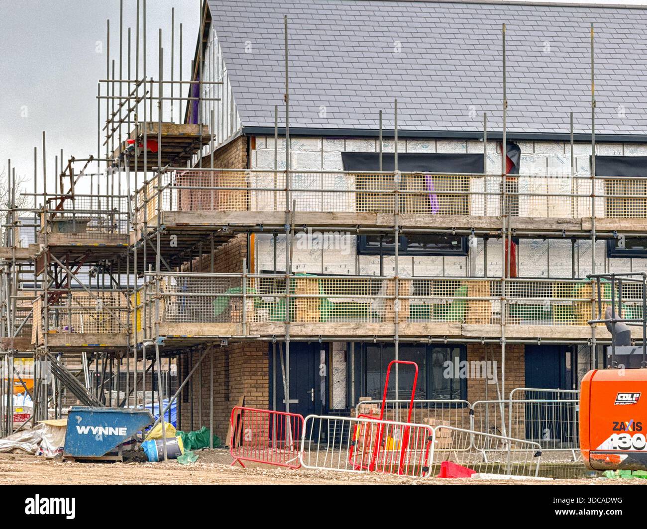 Bridgend, Wales, UK - 14 December 2025: New social housing development as part of the construction of a Wellbeing Village near Bridgend town centre - Smartphone Captured Stock Image