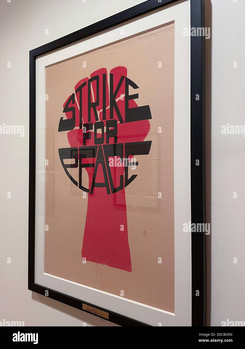 Anti War, Calls for Peace,  Poster on display at the Harvard Club, 2025, NYC, USA - Smartphone Captured Stock Image