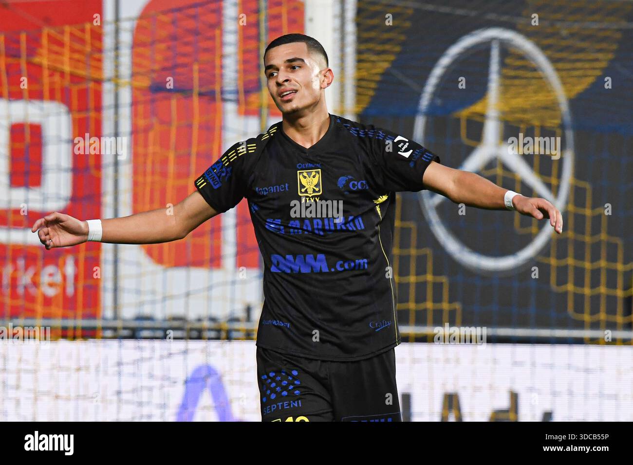 Sint Truiden, Belgium. 21st Dec, 2025. STVV's Ilias Sebaoui looks dejected  during a soccer match between Sint-Truidense V.V. and KV Mechelen, Sunday  21 December 2025 in Sint-Truiden, on day 19 of the
