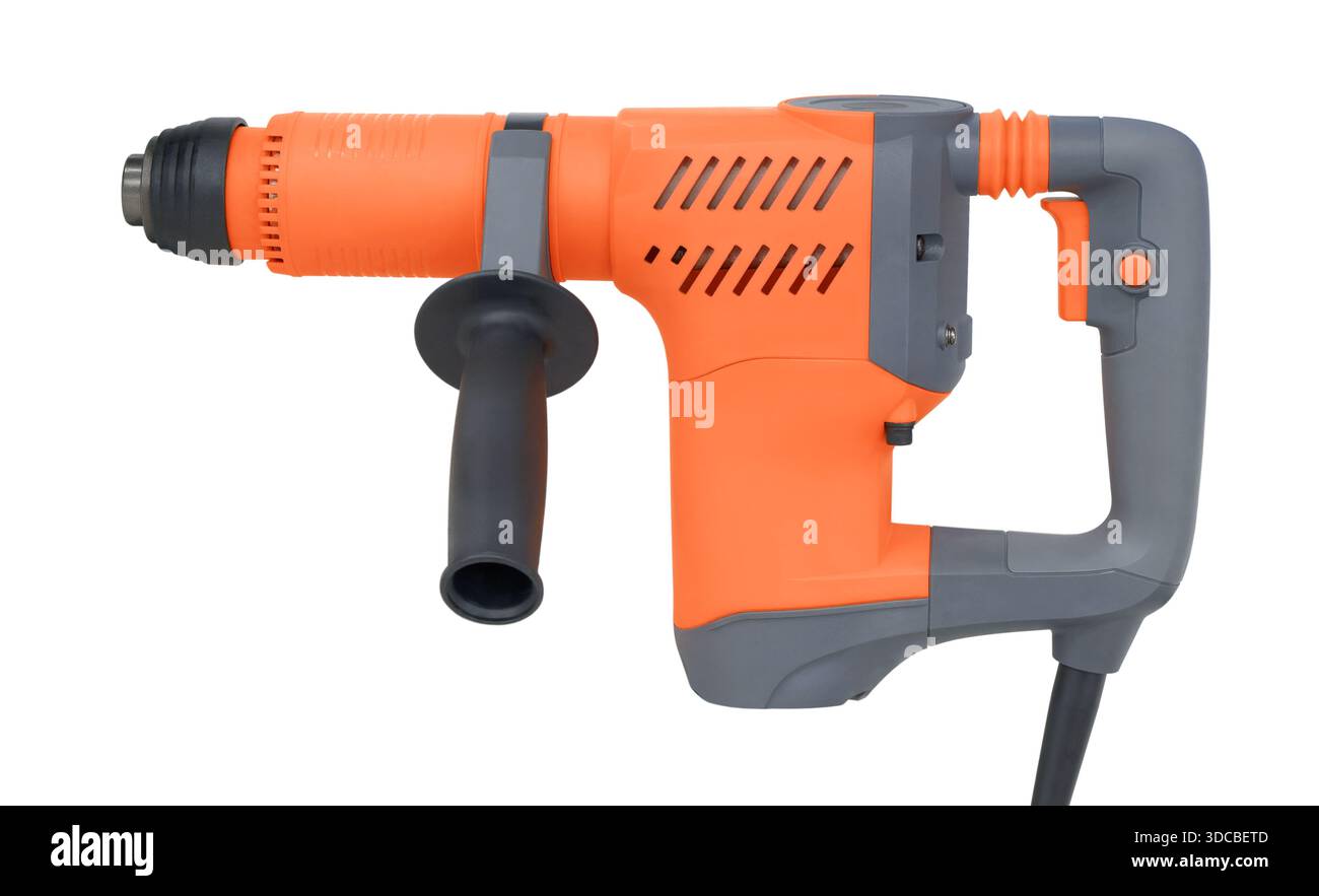 Generic powerful electric hammer drill, isolated on white background Stock Photo