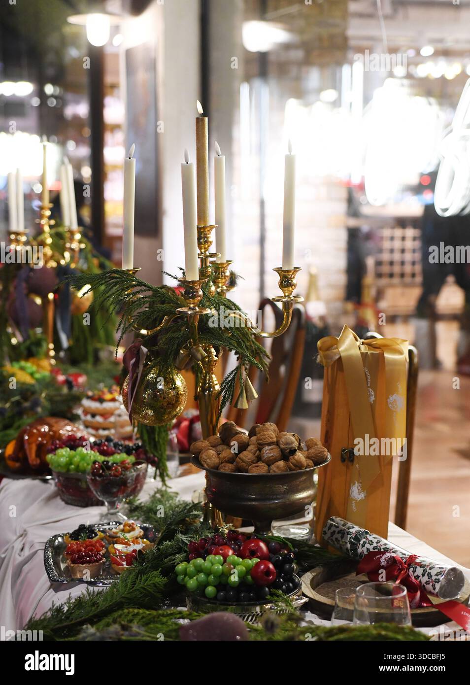 Christmas dining table Stock Photo