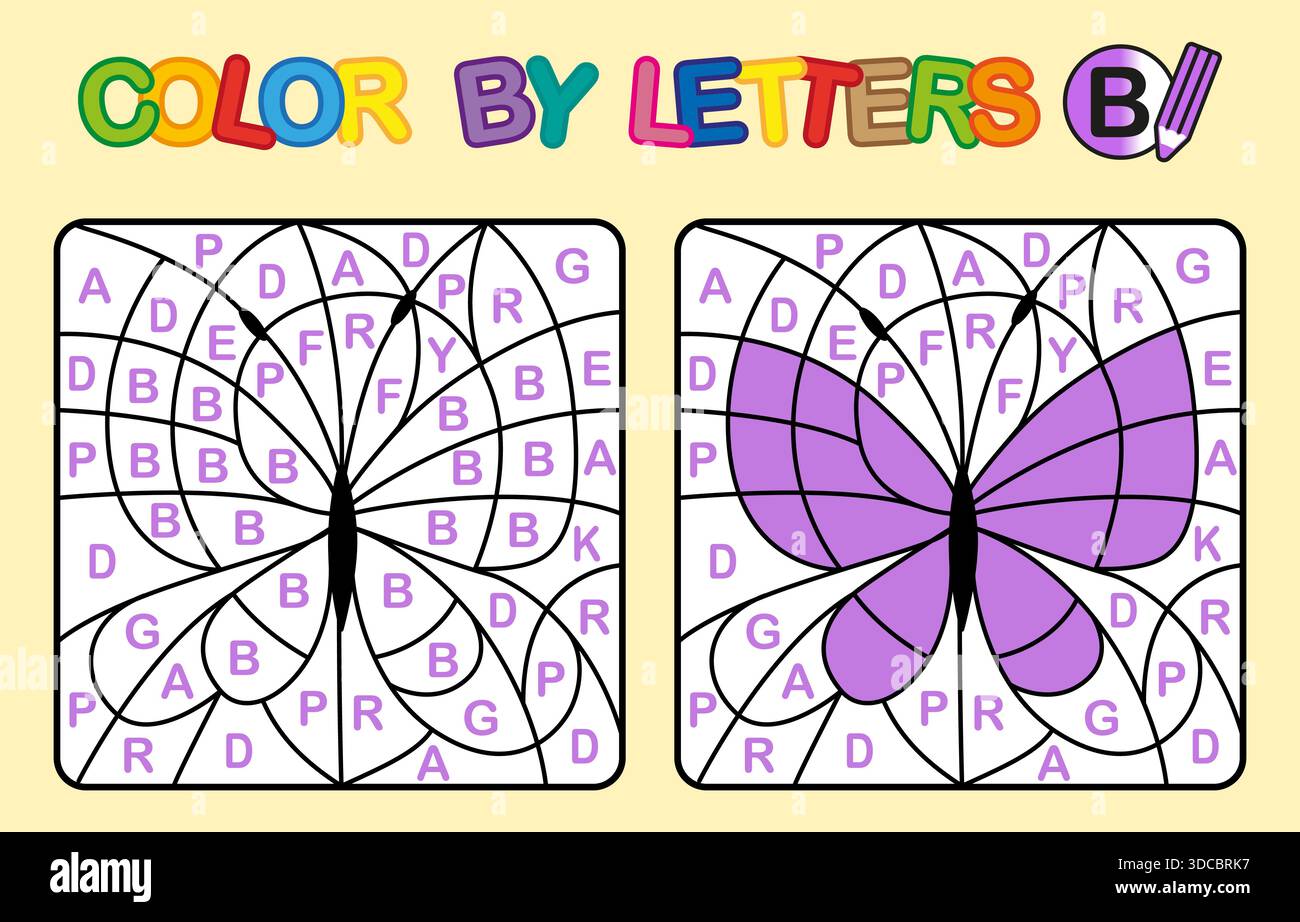 Color by letter B. Puzzle maze game for children education. Vector ...