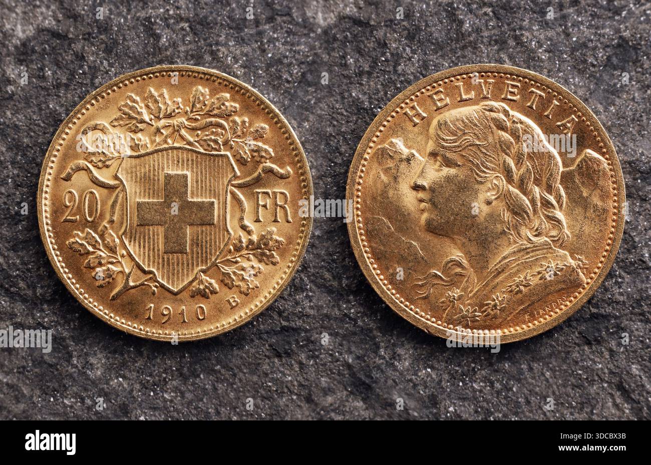 20 Francs Switzerland - Helvetia, year 1910, gold coin bullion, obverse ...