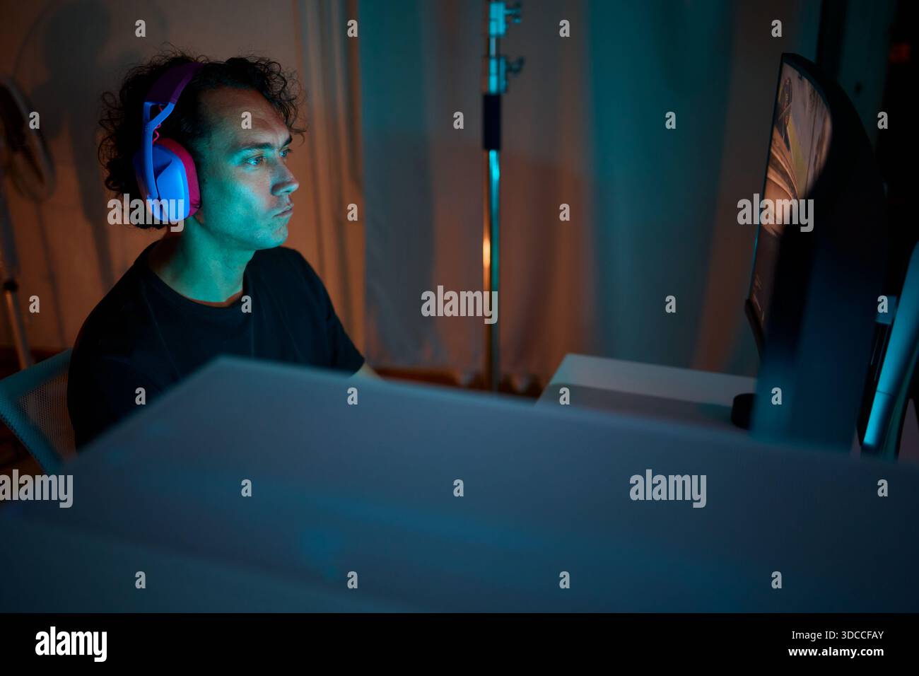 A Unique Gaming Setup Featuring Exceptional Arm Support Designed for Enhanced Comfort Stock Photo