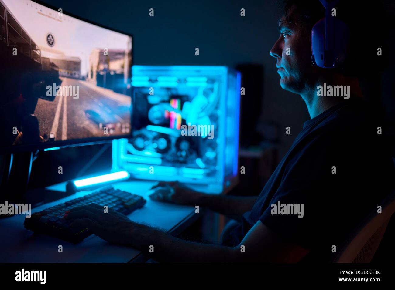 A Unique Gaming Setup Featuring Exceptional Arm Support Designed for Enhanced Comfort Stock Photo