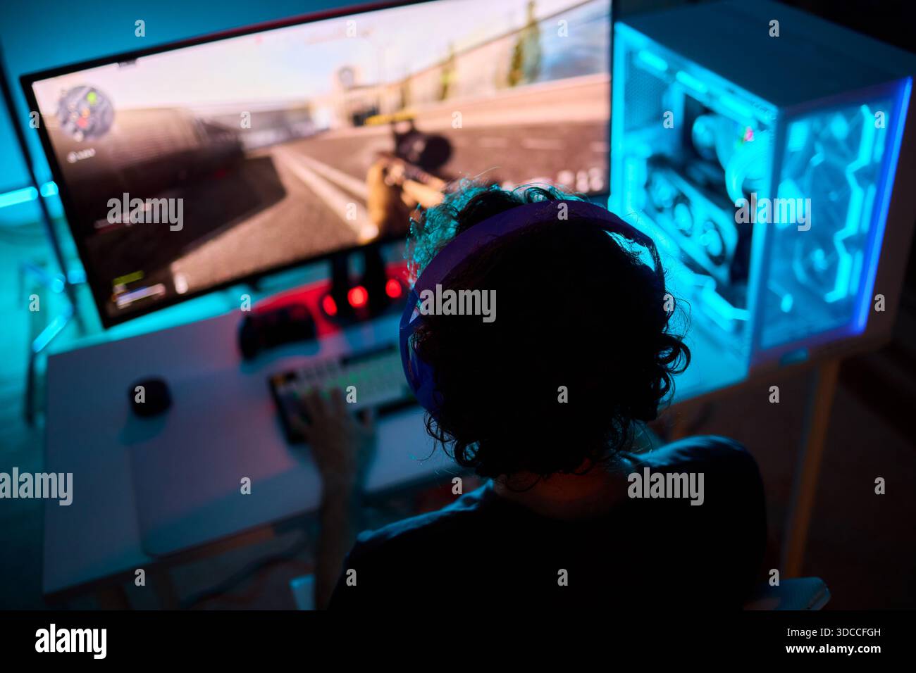 A Unique Gaming Setup Featuring Exceptional Arm Support Designed for Enhanced Comfort Stock Photo