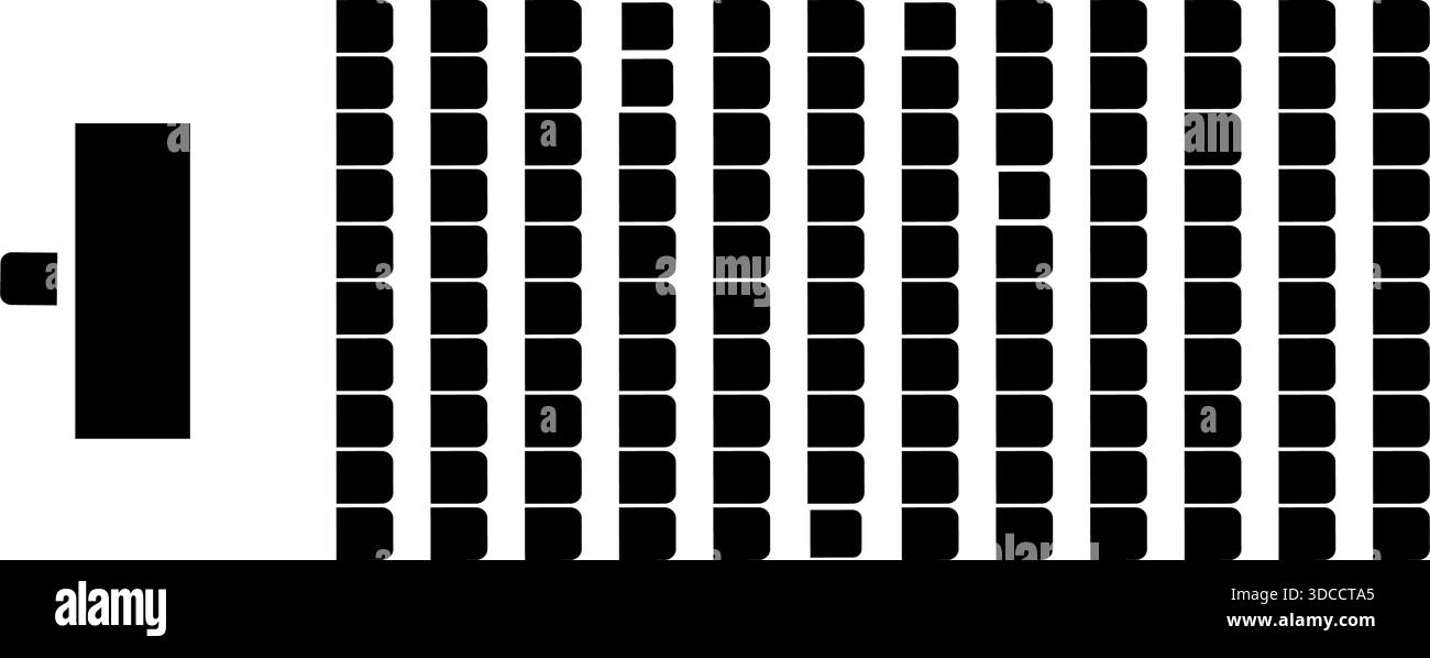 Auditorium. View Auditorium seating floorplan top view. Schema of seats in classroom ...